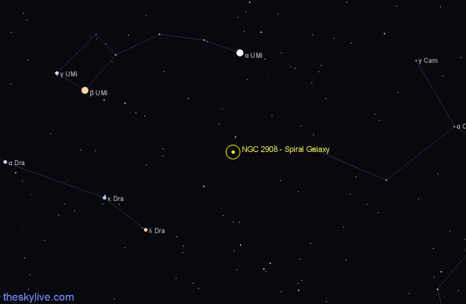 Finder chart NGC 2908 - Spiral Galaxy in Draco star