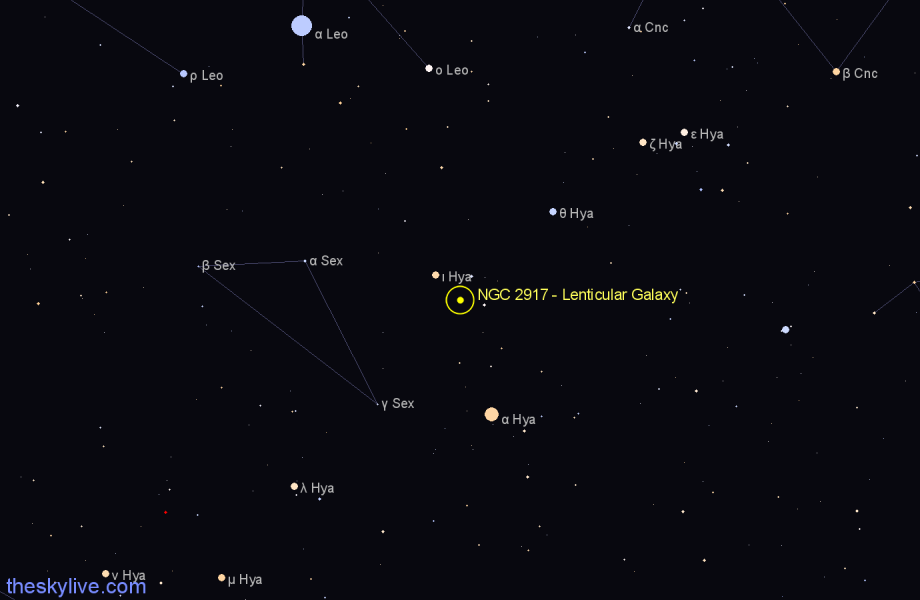 Finder chart NGC 2917 - Lenticular Galaxy in Hydra star