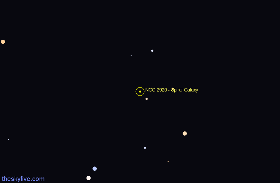 Finder chart NGC 2920 - Spiral Galaxy in Hydra star