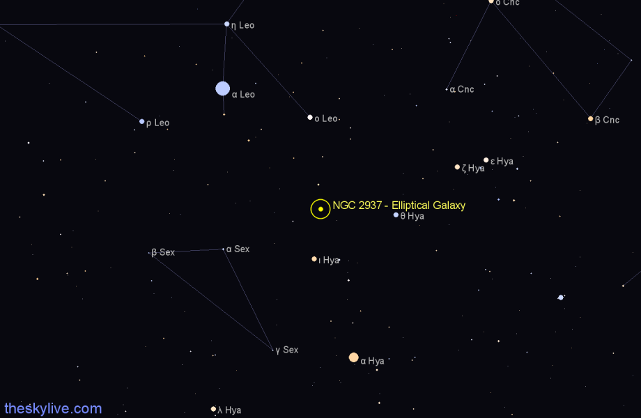 Finder chart NGC 2937 - Elliptical Galaxy in Hydra star