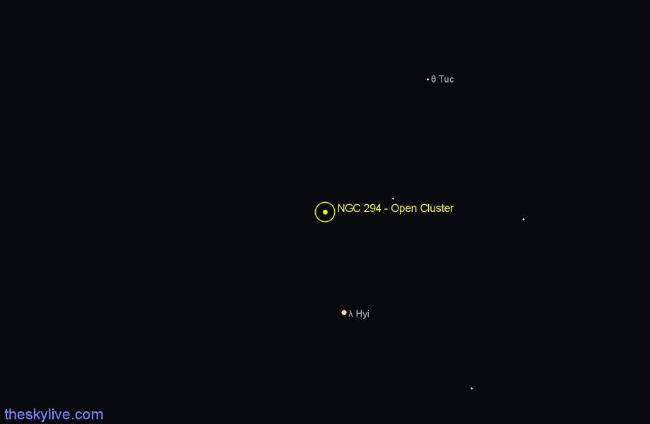 Finder chart NGC 294 - Open Cluster in Tucana star
