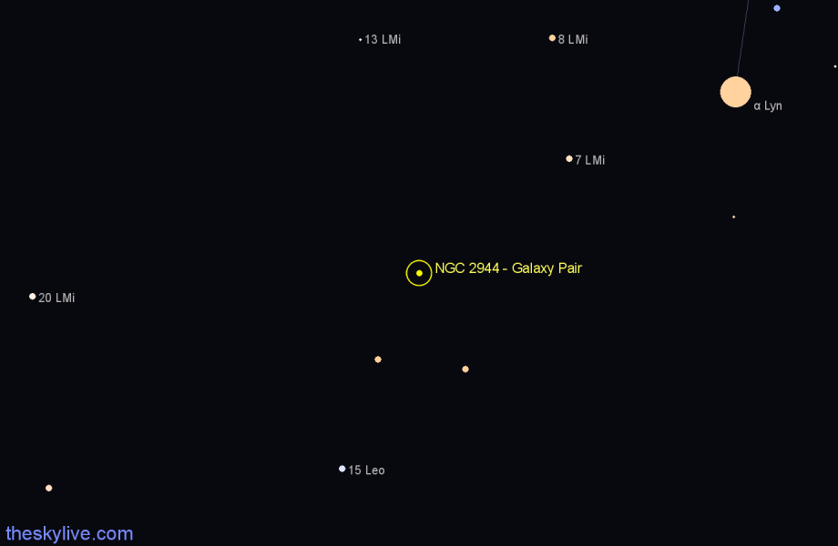 Finder chart NGC 2944 - Galaxy Pair in Leo star