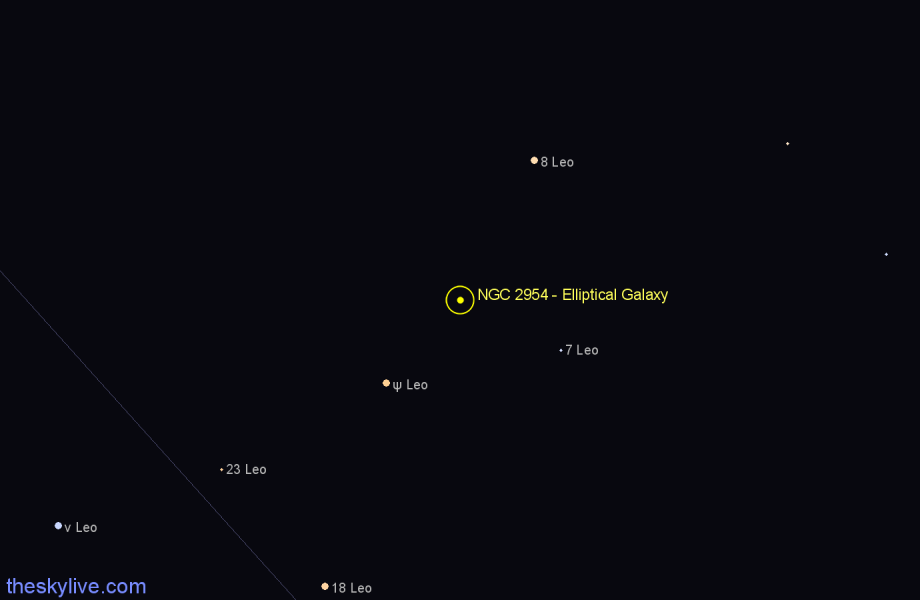 Finder chart NGC 2954 - Elliptical Galaxy in Leo star