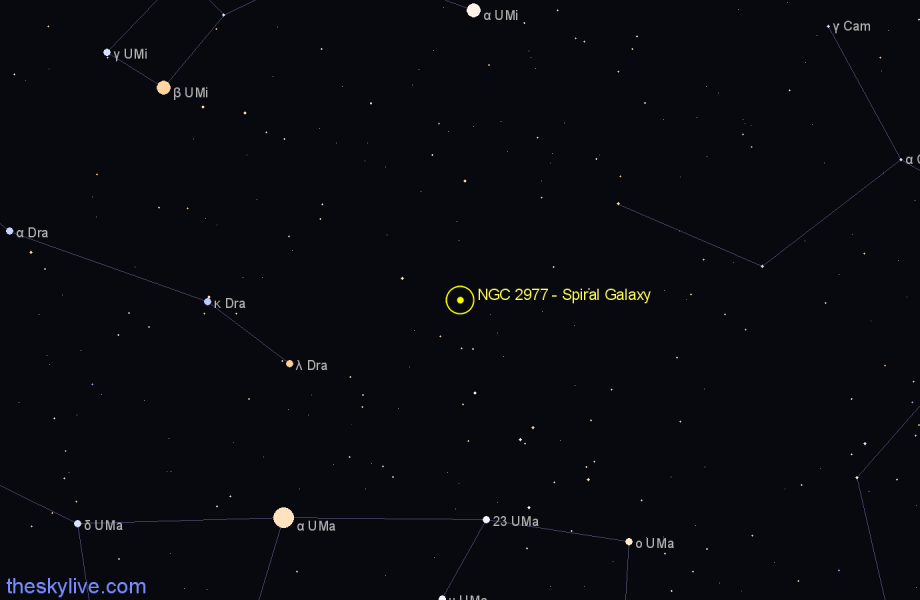 Finder chart NGC 2977 - Spiral Galaxy in Draco star