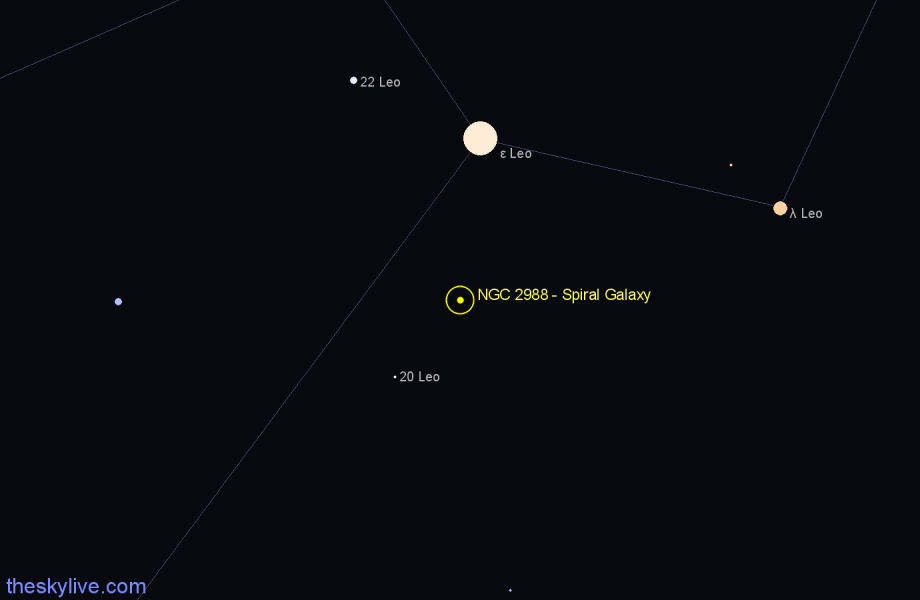 Finder chart NGC 2988 - Spiral Galaxy in Leo star