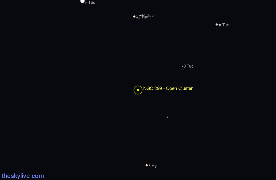 Finder chart NGC 299 - Open Cluster in Tucana star