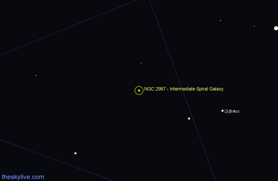 Finder chart NGC 2997 - Intermediate Spiral Galaxy in Antlia star