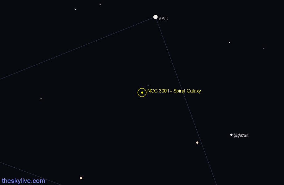 Finder chart NGC 3001 - Spiral Galaxy in Antlia star