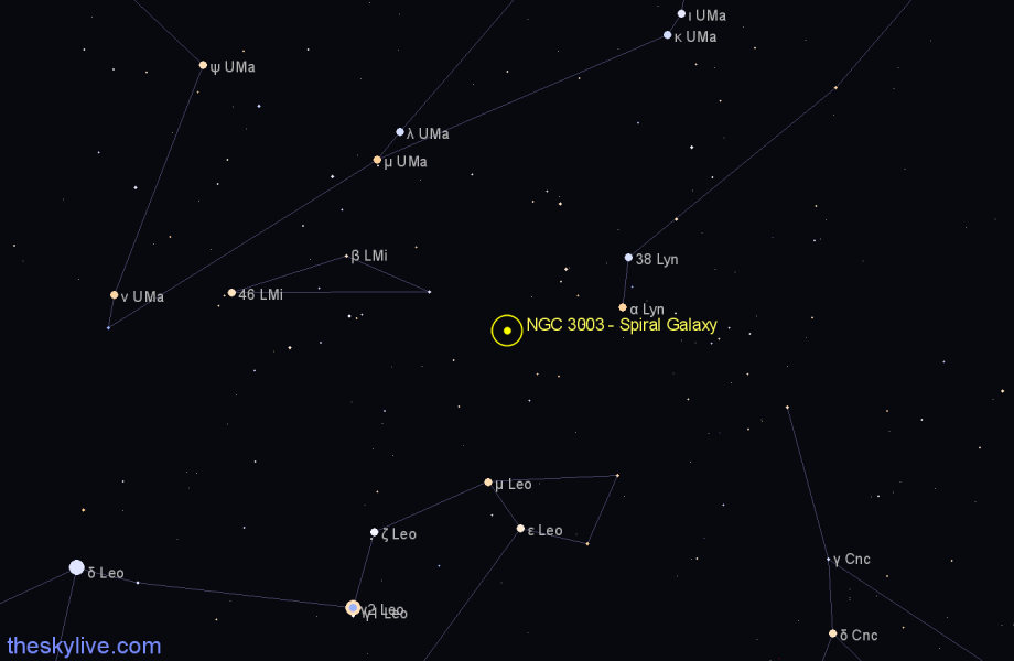 Finder chart NGC 3003 - Spiral Galaxy in Leo Minor star