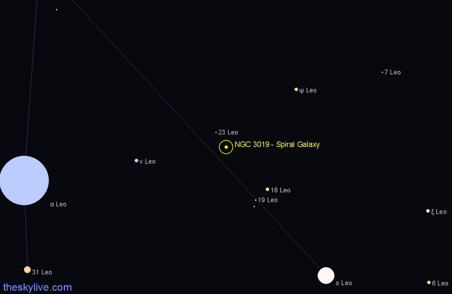 Finder chart NGC 3019 - Spiral Galaxy in Leo star