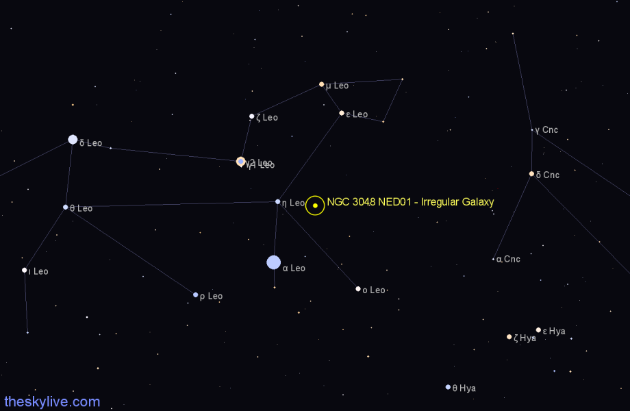 Finder chart NGC 3048 NED01 - Irregular Galaxy in Leo star