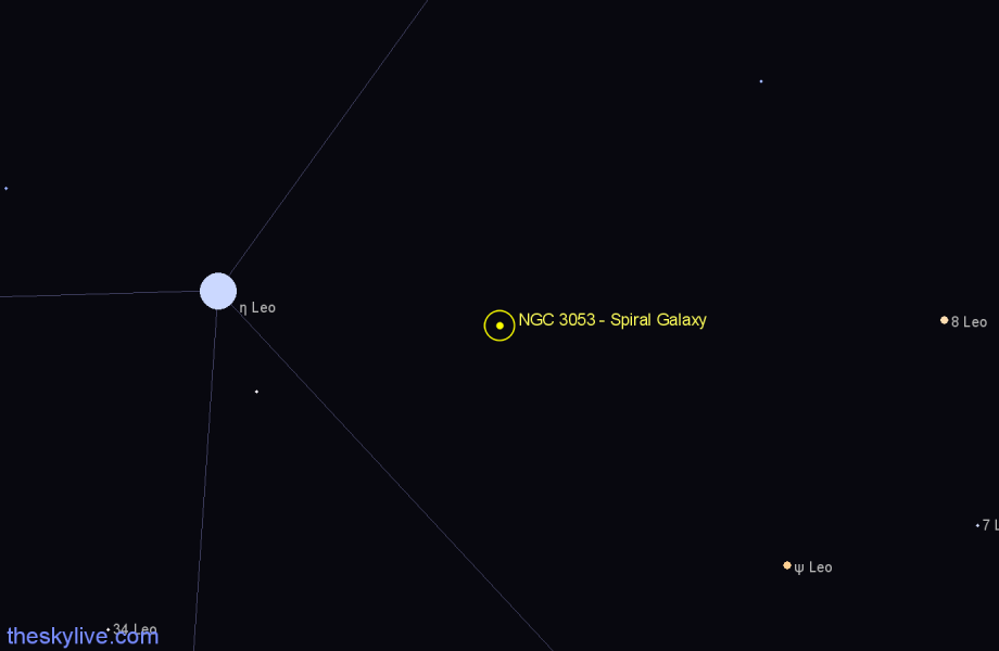 Finder chart NGC 3053 - Spiral Galaxy in Leo star
