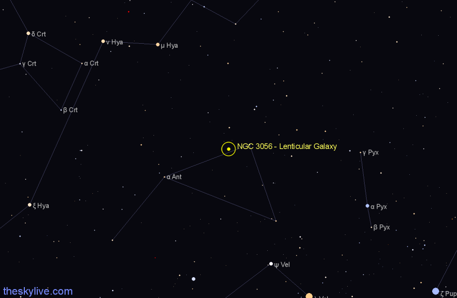 Finder chart NGC 3056 - Lenticular Galaxy in Antlia star
