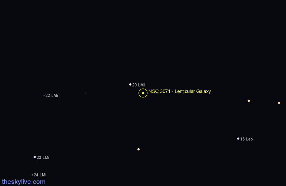 Finder chart NGC 3071 - Lenticular Galaxy in Leo star