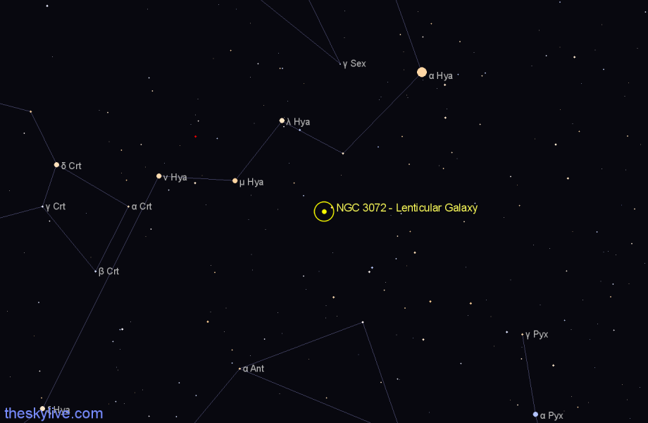Finder chart NGC 3072 - Lenticular Galaxy in Hydra star