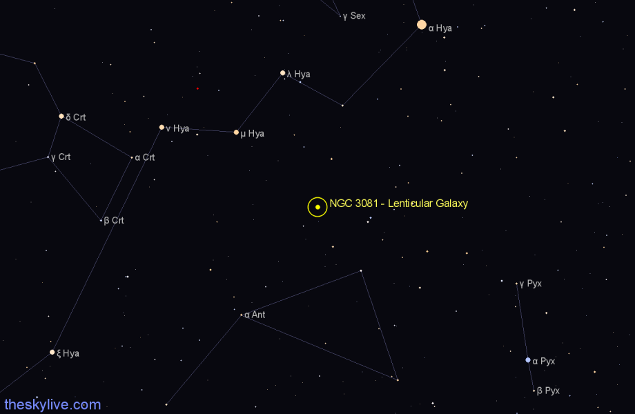 Finder chart NGC 3081 - Lenticular Galaxy in Hydra star
