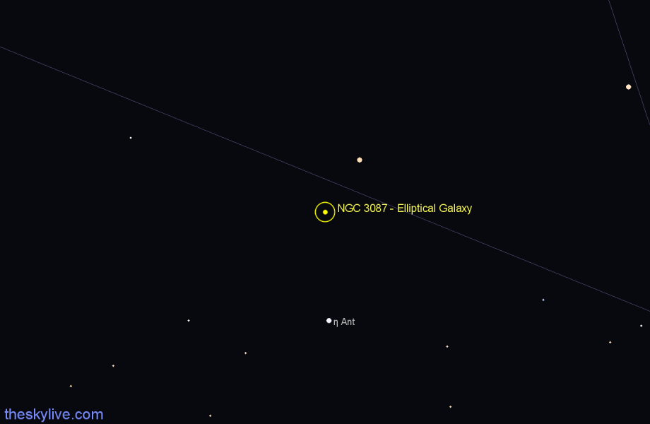 Finder chart NGC 3087 - Elliptical Galaxy in Antlia star