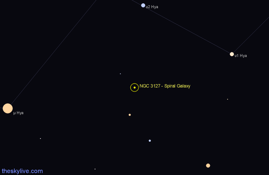 Finder chart NGC 3127 - Spiral Galaxy in Hydra star