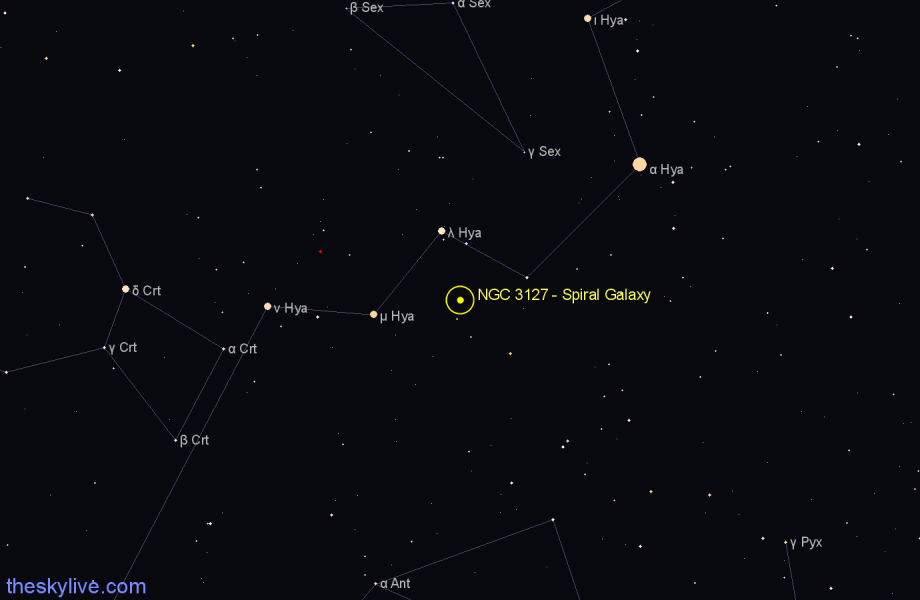 Finder chart NGC 3127 - Spiral Galaxy in Hydra star