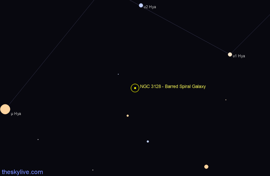 Finder chart NGC 3128 - Barred Spiral Galaxy in Hydra star