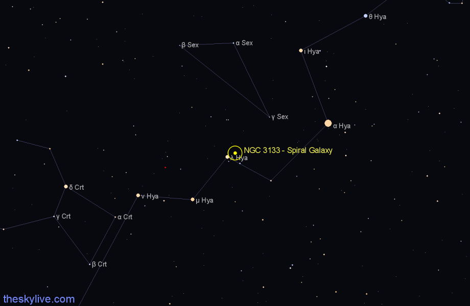Finder chart NGC 3133 - Spiral Galaxy in Hydra star