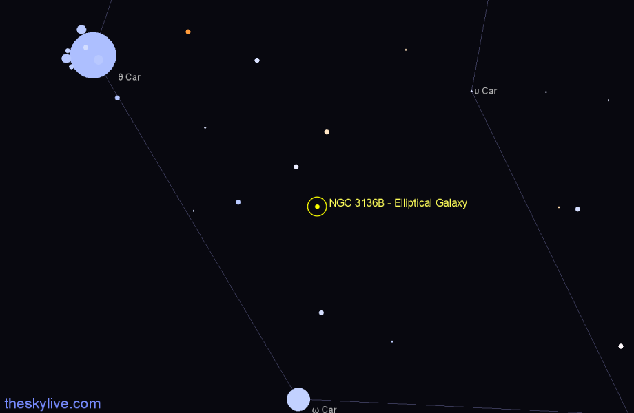 Finder chart NGC 3136B - Elliptical Galaxy in Carina star