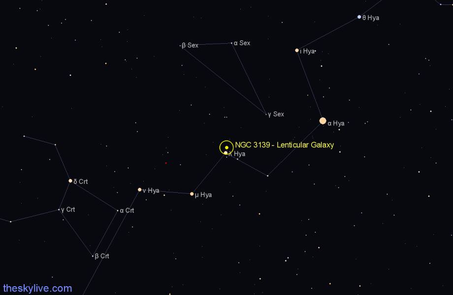Finder chart NGC 3139 - Lenticular Galaxy in Hydra star