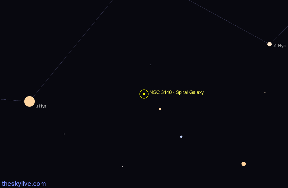 Finder chart NGC 3140 - Spiral Galaxy in Hydra star