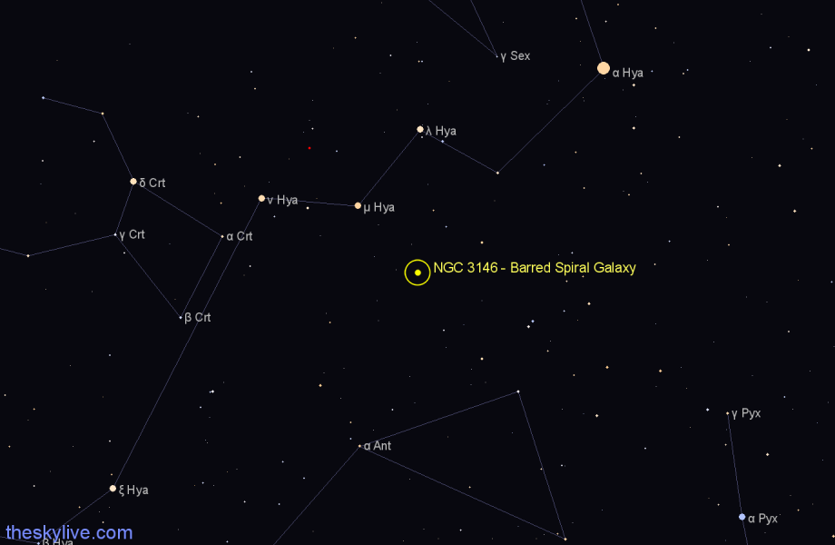 Finder chart NGC 3146 - Barred Spiral Galaxy in Hydra star