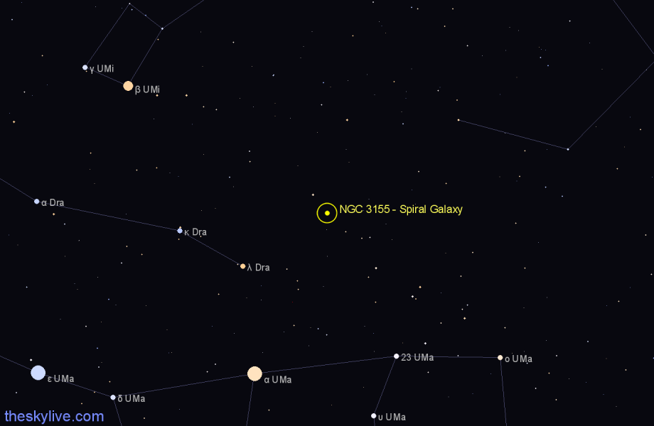 Finder chart NGC 3155 - Spiral Galaxy in Draco star