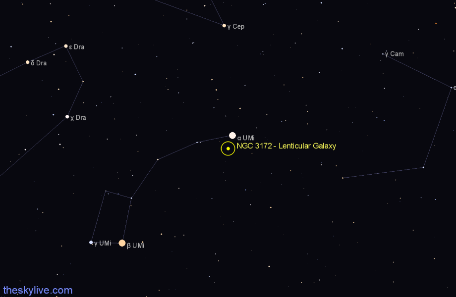 Finder chart NGC 3172 - Lenticular Galaxy in Ursa Minor star