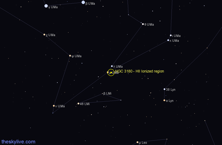 Finder chart NGC 3180 - HII Ionized region in Ursa Major star