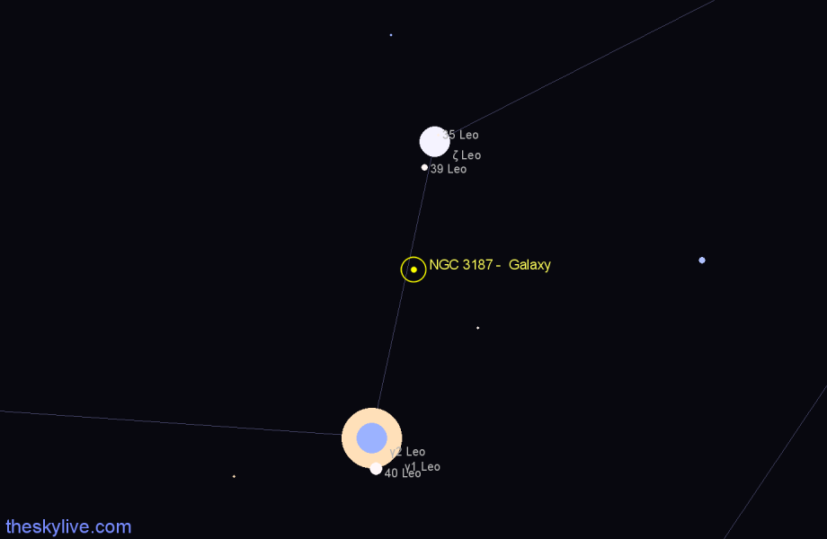 Finder chart NGC 3187 - Galaxy in Leo star