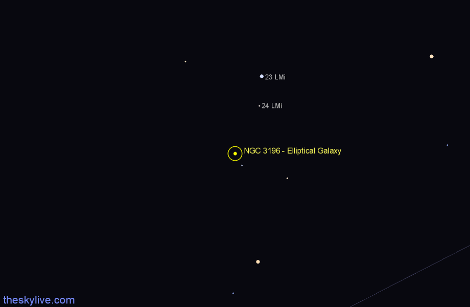 Finder chart NGC 3196 - Elliptical Galaxy in Leo star
