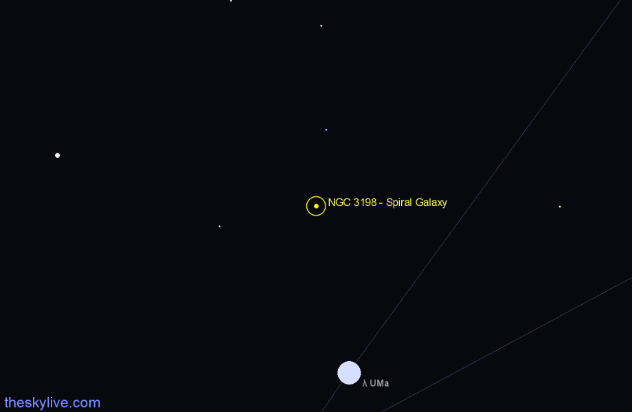 Finder chart NGC 3198 - Spiral Galaxy in Ursa Major star