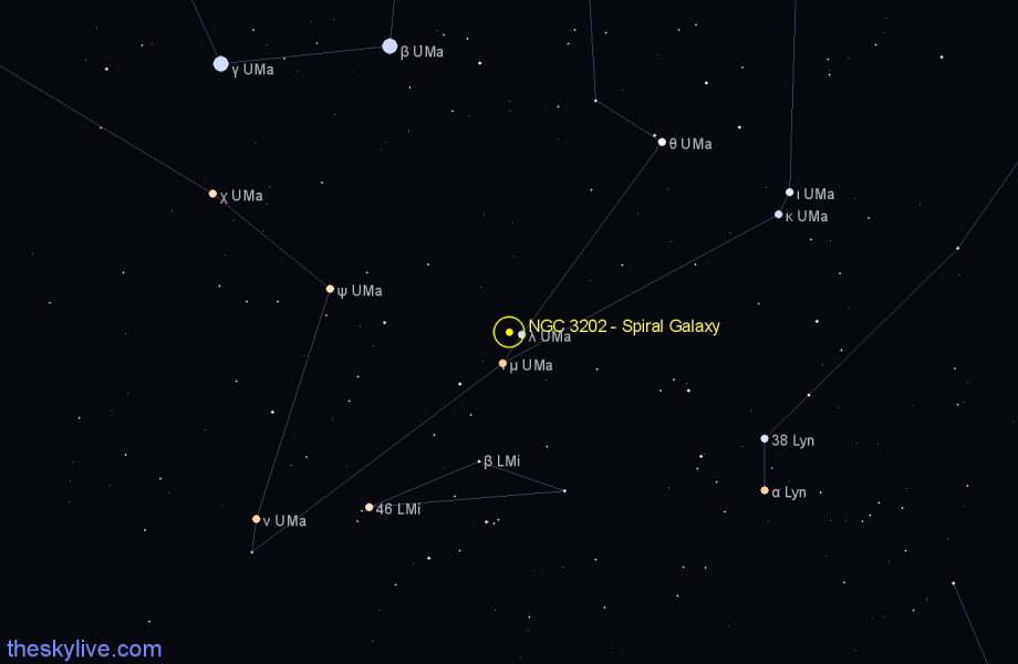 Finder chart NGC 3202 - Spiral Galaxy in Ursa Major star