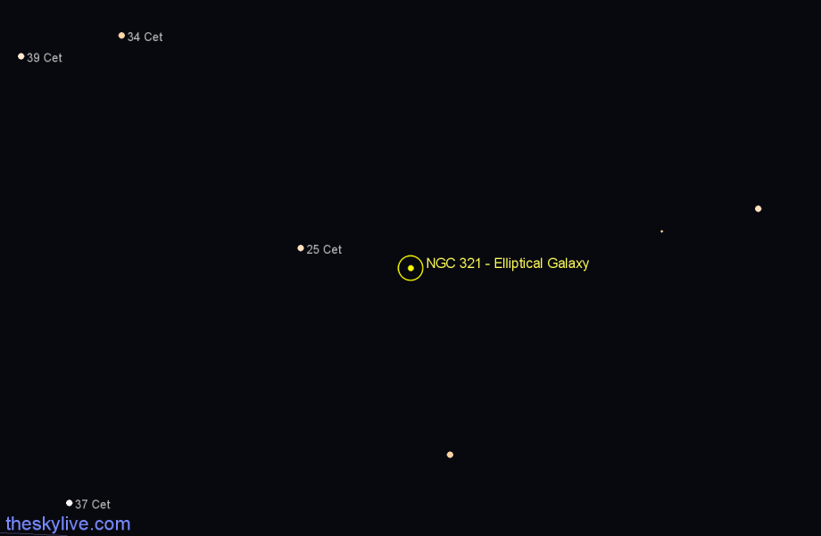 Finder chart NGC 321 - Elliptical Galaxy in Cetus star