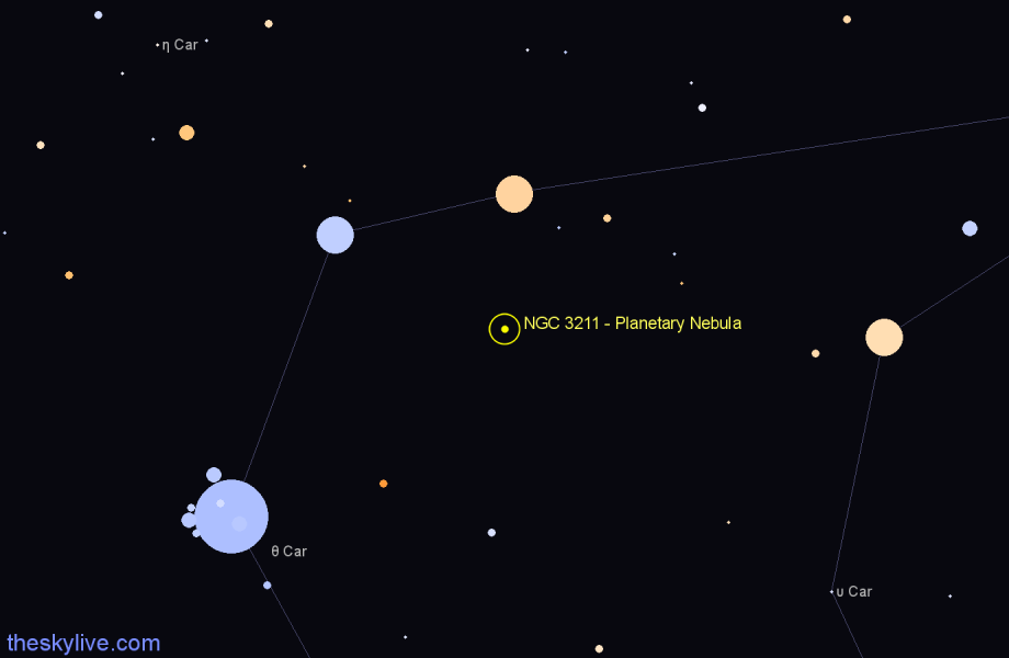 Finder chart NGC 3211 - Planetary Nebula in Carina star
