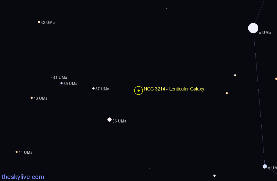 Finder chart NGC 3214 - Lenticular Galaxy in Ursa Major star