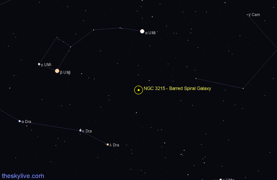 Finder chart NGC 3215 - Barred Spiral Galaxy in Draco star