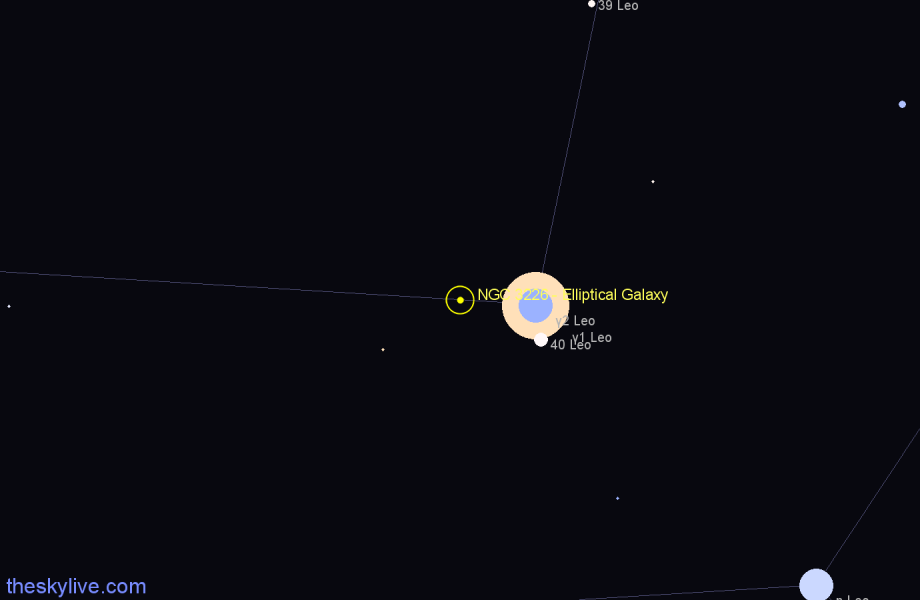 Finder chart NGC 3226 - Elliptical Galaxy in Leo star