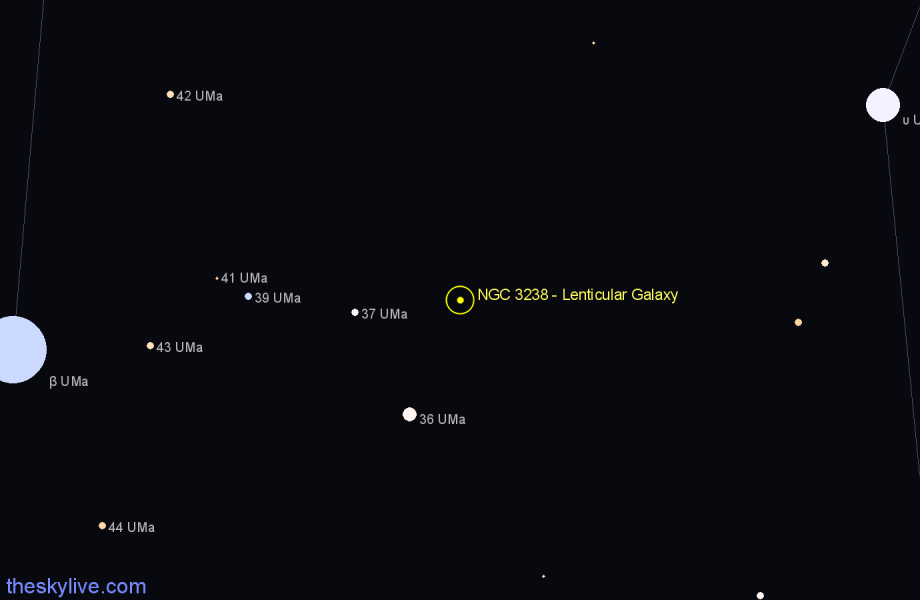 Finder chart NGC 3238 - Lenticular Galaxy in Ursa Major star