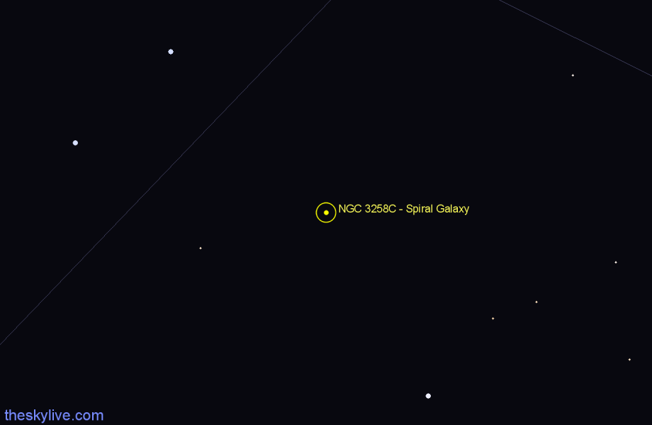 Finder chart NGC 3258C - Spiral Galaxy in Antlia star
