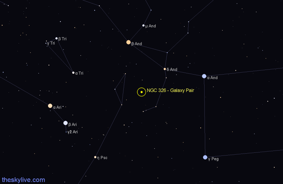 Finder chart NGC 326 - Galaxy Pair in Pisces star