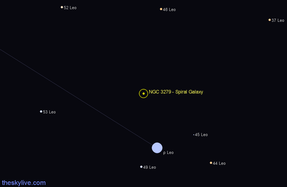 Finder chart NGC 3279 - Spiral Galaxy in Leo star