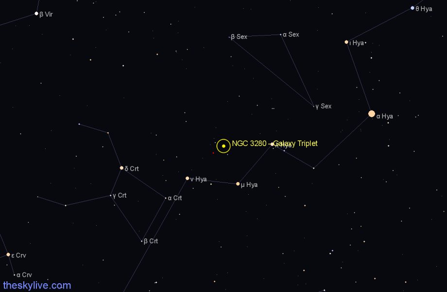 Finder chart NGC 3280 - Galaxy Triplet in Hydra star