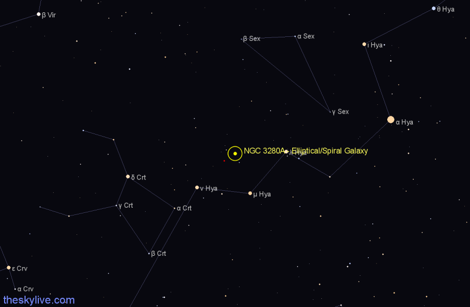Finder chart NGC 3280A - Elliptical/Spiral Galaxy in Hydra star