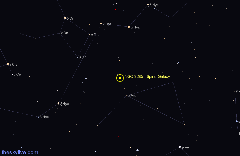 Finder chart NGC 3285 - Spiral Galaxy in Hydra star