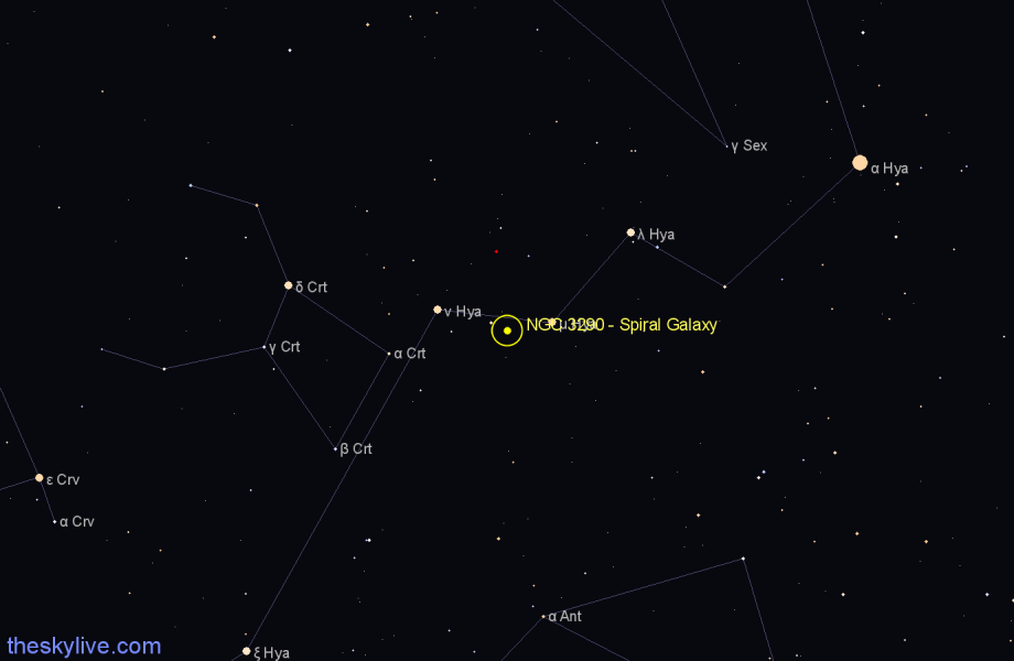 Finder chart NGC 3290 - Spiral Galaxy in Hydra star