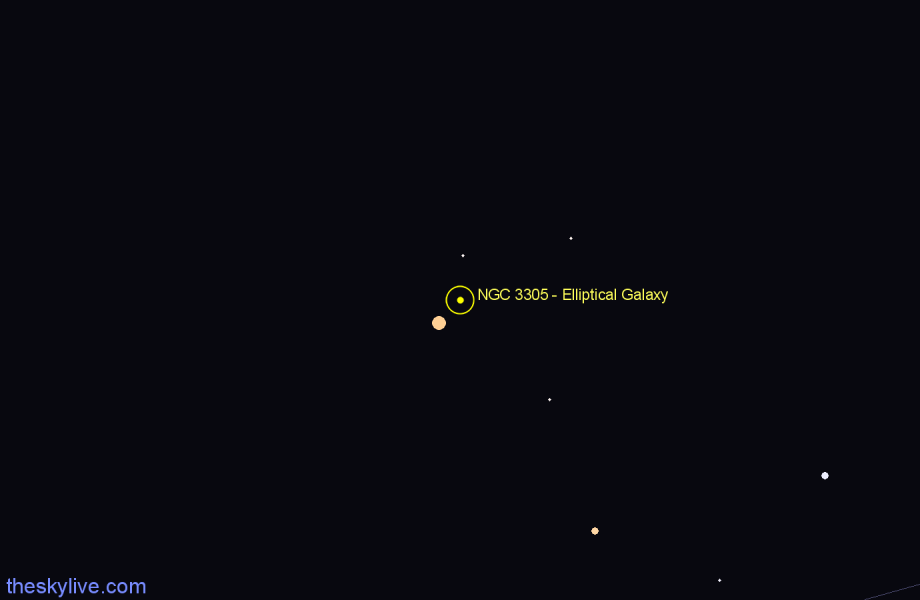 Finder chart NGC 3305 - Elliptical Galaxy in Hydra star